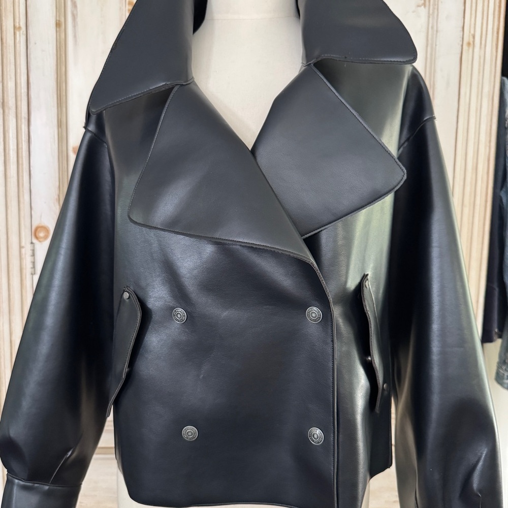 We The Free Black vegan Leather Jacket